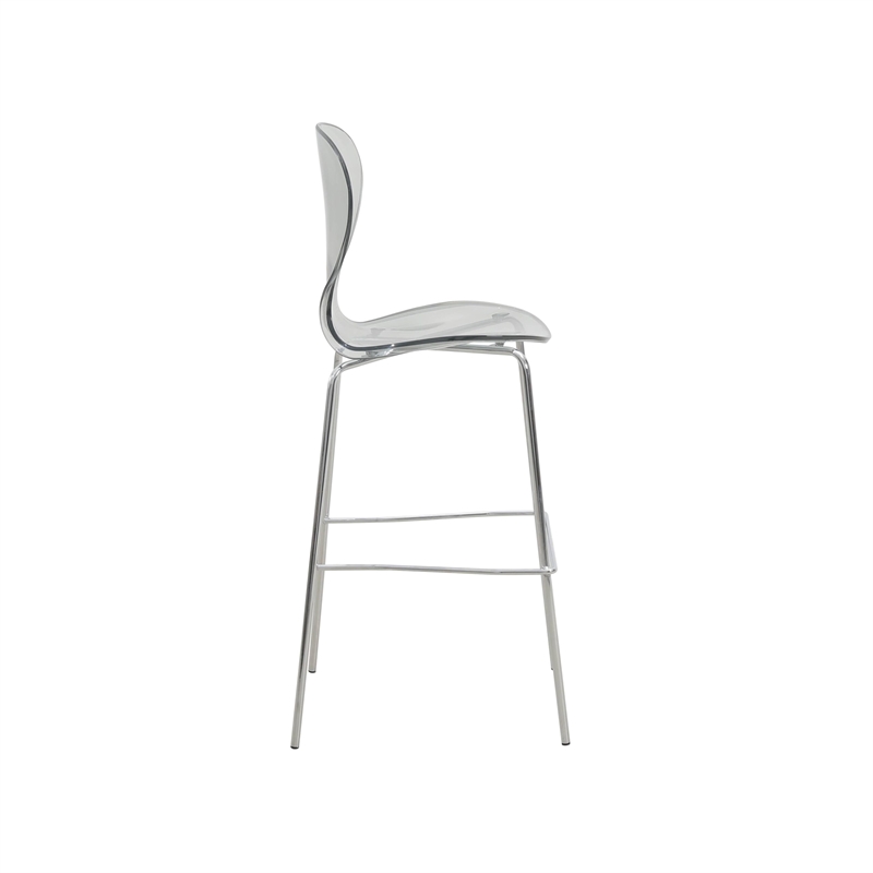 LeisureMod Oyster Plastic Barstool with Steel Frame Set of 2 Smoke