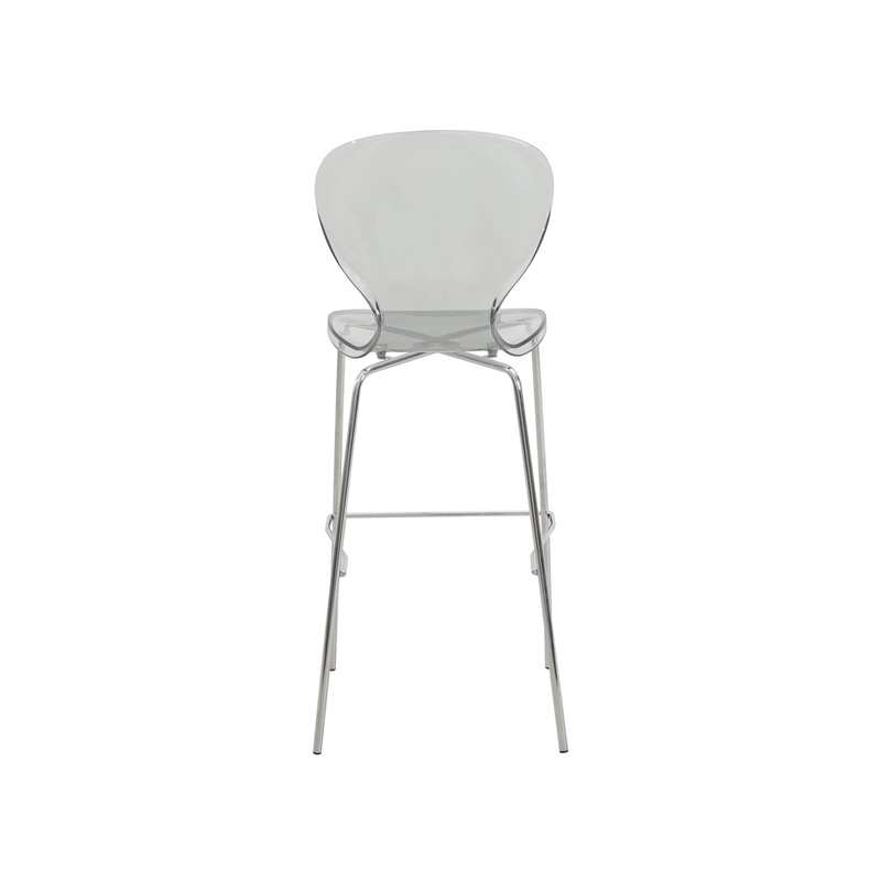 LeisureMod Oyster Plastic Barstool with Steel Frame Set of 2 Smoke
