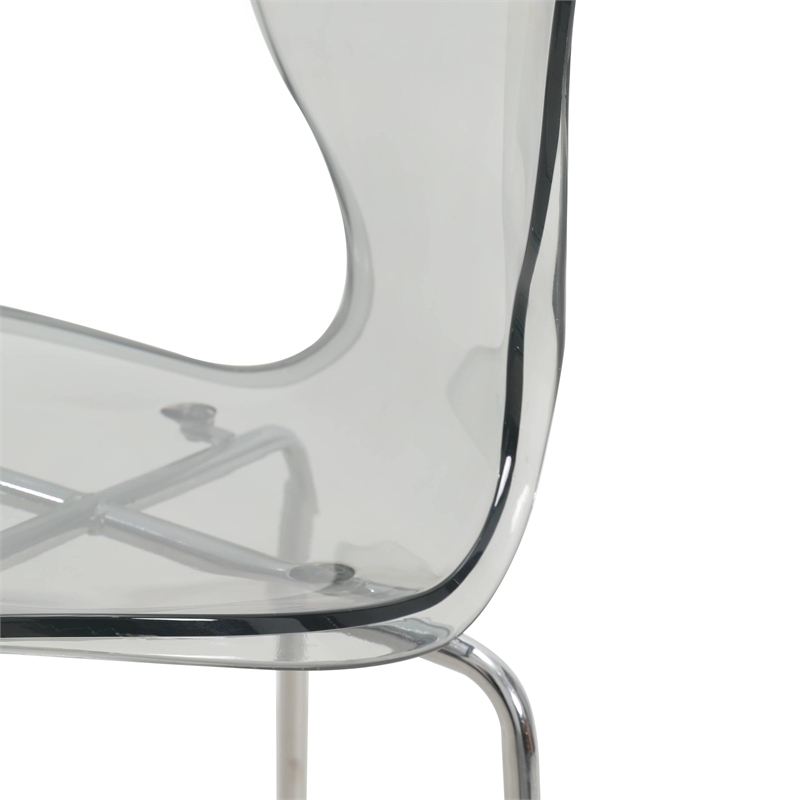 LeisureMod Oyster Plastic Barstool with Steel Frame Set of 2 Smoke