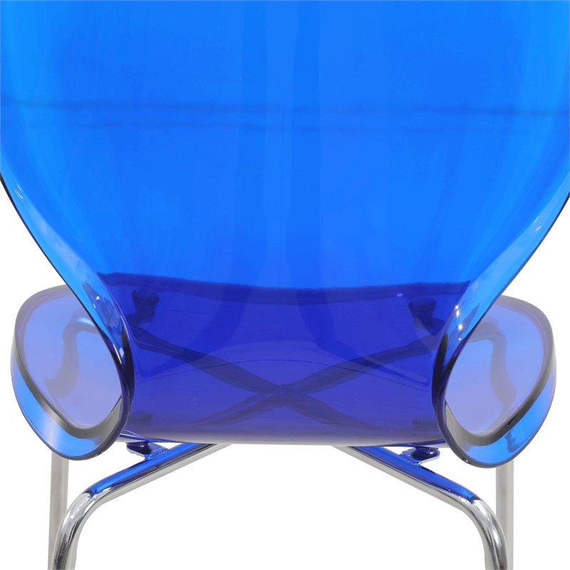 LeisureMod Oyster Plastic Barstool with Steel Frame Set of 2 Blue