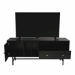 LeisureMod Rochester TV Stand with MDF Cabinet and Iron Legs in Ebony