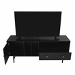 LeisureMod Rochester TV Stand with MDF Cabinet and Iron Legs in Ebony