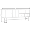 LeisureMod Rochester TV Stand with MDF Cabinet and Iron Legs in Ebony