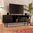 LeisureMod Rochester TV Stand with MDF Cabinet and Iron Legs in Ebony