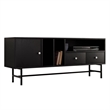 LeisureMod Rochester TV Stand with MDF Cabinet and Iron Legs in Ebony