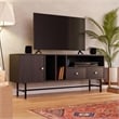 LeisureMod Rochester TV Stand with MDF Cabinet and Iron Legs in Phantom Gray