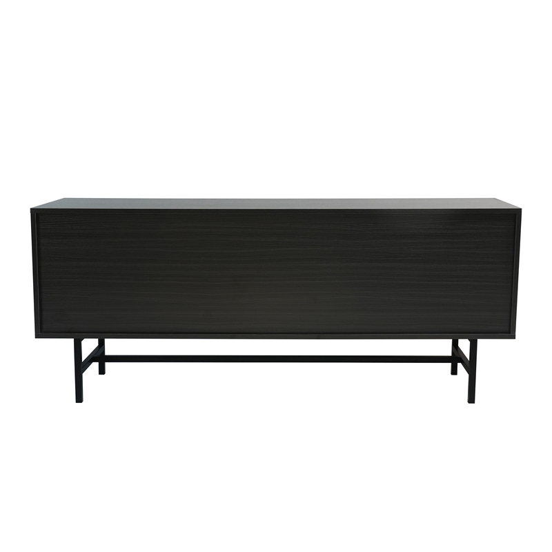 LeisureMod Rochester TV Stand with MDF Cabinet and Iron Legs in Phantom Gray