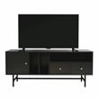 LeisureMod Rochester TV Stand with MDF Cabinet and Iron Legs in Phantom Gray