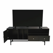 LeisureMod Rochester TV Stand with MDF Cabinet and Iron Legs in Phantom Gray