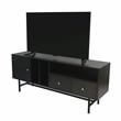 LeisureMod Rochester TV Stand with MDF Cabinet and Iron Legs in Phantom Gray