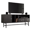 LeisureMod Rochester TV Stand with MDF Cabinet and Iron Legs in Phantom Gray