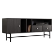 LeisureMod Rochester TV Stand with MDF Cabinet and Iron Legs in Phantom Gray