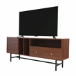 LeisureMod Rochester TV Stand with MDF Cabinet and Iron Legs in Walnut