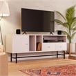 LeisureMod Rochester TV Stand with MDF Cabinet and Iron Legs White