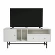 LeisureMod Rochester TV Stand with MDF Cabinet and Iron Legs White
