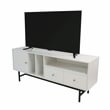 LeisureMod Rochester TV Stand with MDF Cabinet and Iron Legs White