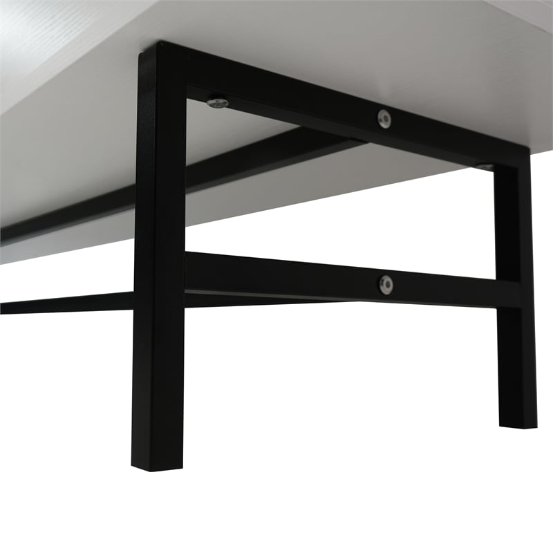LeisureMod Rochester TV Stand with MDF Cabinet and Iron Legs White