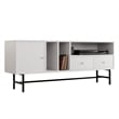 LeisureMod Rochester TV Stand with MDF Cabinet and Iron Legs White
