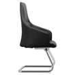 LeisureMod Celeste Faux Leather Conference Office Chair with Armrest Black