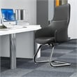 LeisureMod Celeste Faux Leather Conference Office Chair with Armrest Black