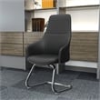 LeisureMod Celeste Faux Leather Conference Office Chair with Armrest Black
