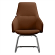 LeisureMod Celeste Faux Leather Conference Office Chair with Armrest Dark Brown
