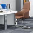 LeisureMod Celeste Faux Leather Conference Office Chair with Armrest Dark Brown