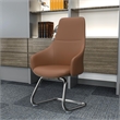LeisureMod Celeste Faux Leather Conference Office Chair with Armrest Dark Brown