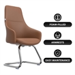 LeisureMod Celeste Faux Leather Conference Office Chair with Armrest Dark Brown