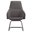 LeisureMod Celeste Faux Leather Conference Office Chair with Armrest Gray