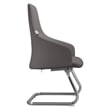 LeisureMod Celeste Faux Leather Conference Office Chair with Armrest Gray