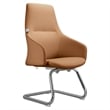 LeisureMod Celeste Faux Leather Conference Office Chair with Armrest Acorn Brown