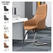 LeisureMod Celeste Faux Leather Conference Office Chair with Armrest Acorn Brown