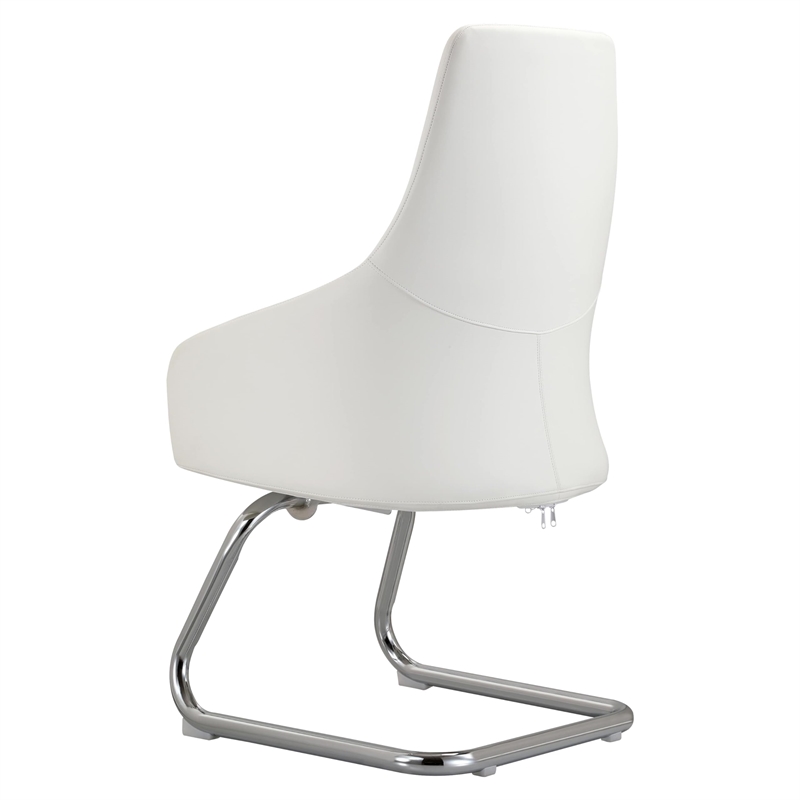 LeisureMod Celeste Faux Leather Conference Office Chair with Armrest White