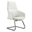 LeisureMod Celeste Faux Leather Conference Office Chair with Armrest White