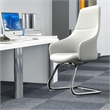 LeisureMod Celeste Faux Leather Conference Office Chair with Armrest White