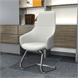 LeisureMod Celeste Faux Leather Conference Office Chair with Armrest White