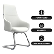 LeisureMod Celeste Faux Leather Conference Office Chair with Armrest White