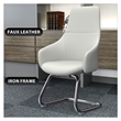 LeisureMod Celeste Faux Leather Conference Office Chair with Armrest White