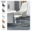 LeisureMod Celeste Faux Leather Conference Office Chair with Armrest White