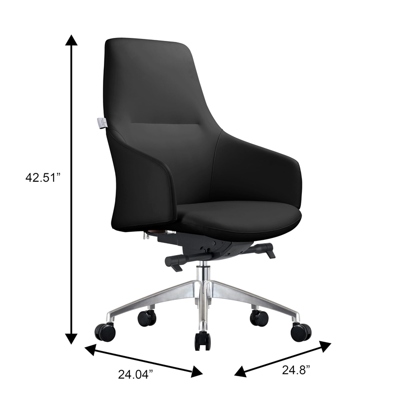 LeisureMod Celeste Modern Office Chair in Upholstered Faux Leather Black