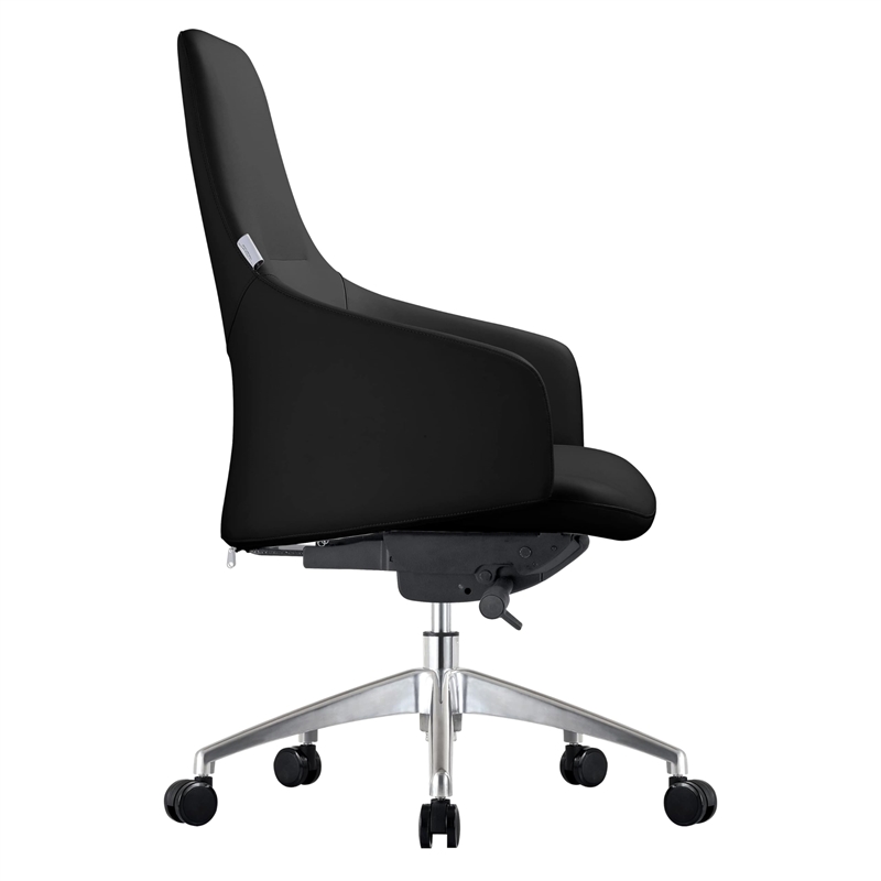 LeisureMod Celeste Modern Office Chair in Upholstered Faux Leather Black