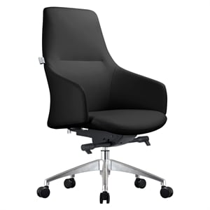 LeisureMod Celeste Modern Office Chair in Upholstered Faux Leather Black
