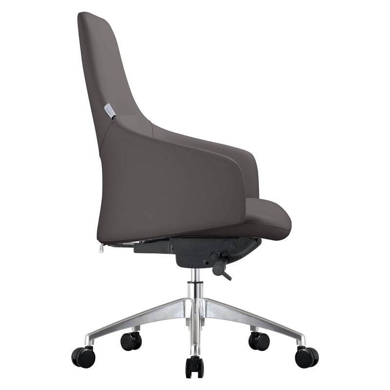 LeisureMod Celeste Modern Office Chair in Upholstered Faux Leather Gray