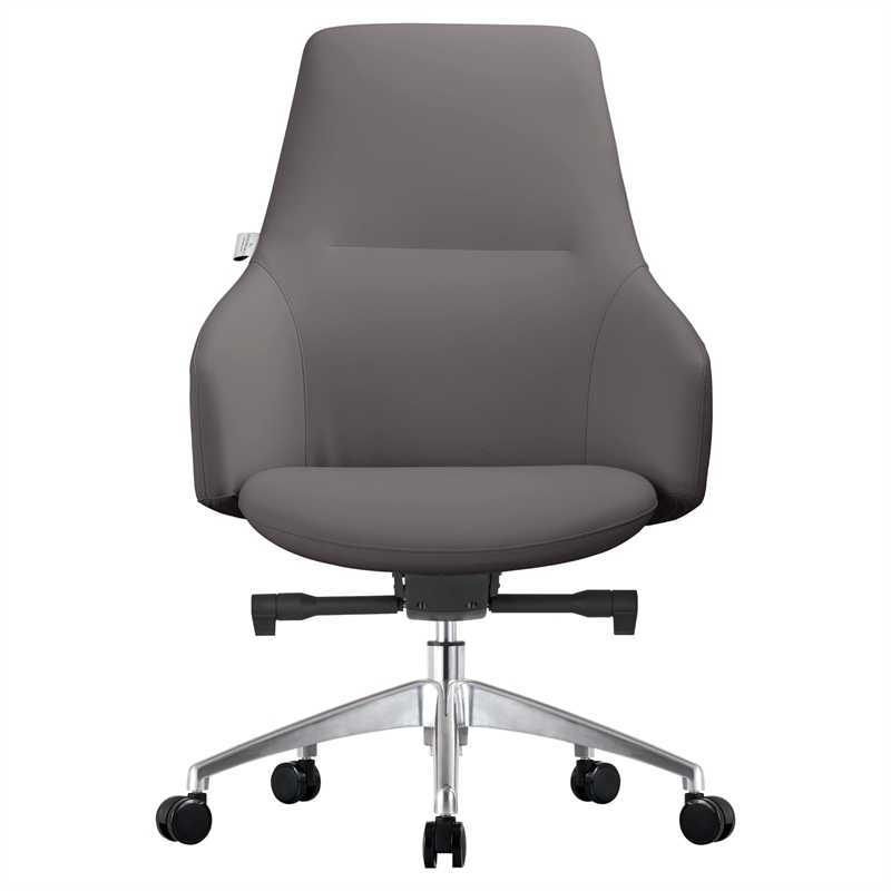 LeisureMod Celeste Modern Office Chair in Upholstered Faux Leather Gray