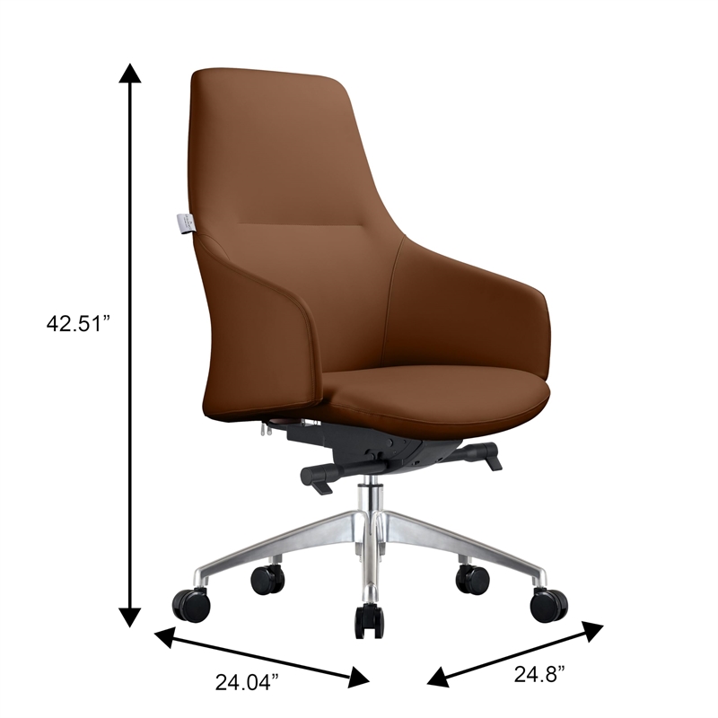 LeisureMod Celeste Modern Office Chair in Upholstered Faux Leather Acorn Brown