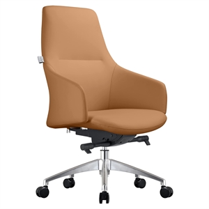 LeisureMod Celeste Modern Office Chair in Upholstered Faux Leather Acorn Brown