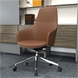 LeisureMod Celeste Modern Office Chair in Upholstered Faux Leather Acorn Brown