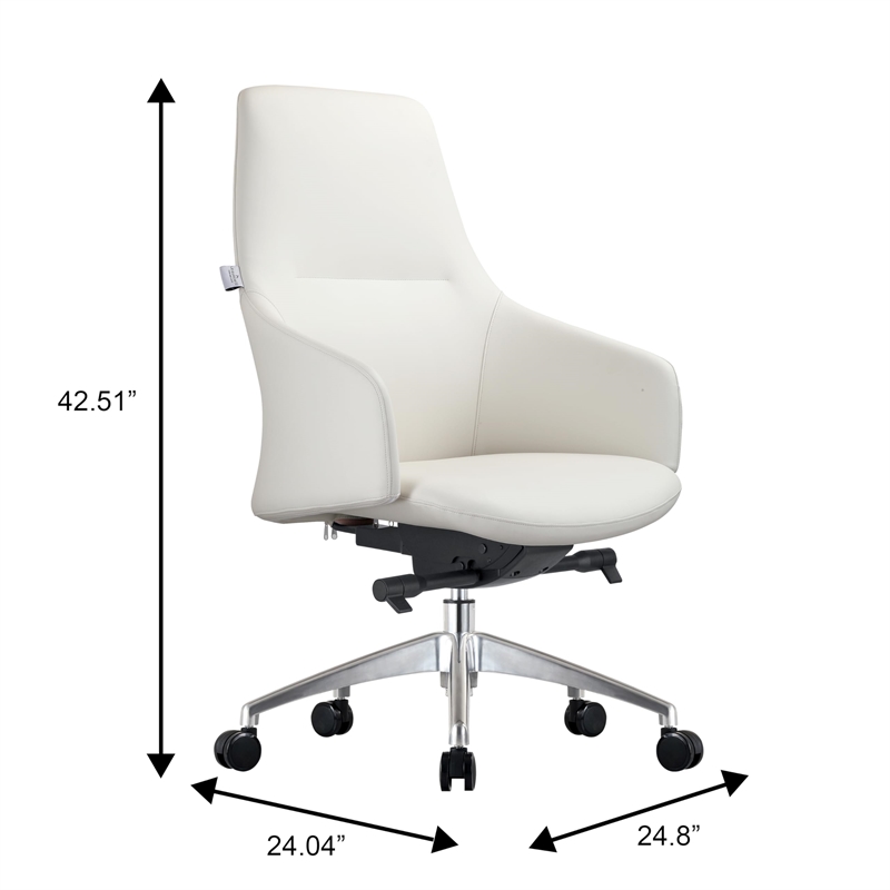 LeisureMod Celeste Modern Office Chair in Upholstered Faux Leather White