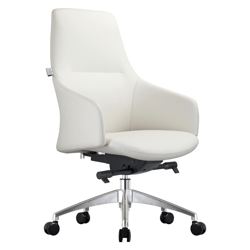 LeisureMod Celeste Modern Office Chair in Upholstered Faux Leather White